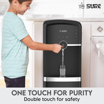 Sure Water Dispenser Bottom Loading, Hot Cold And Normal Temperature, Floor Standing, Best For Home Kitchen And Office, Touch Control/Automatic, Single Tap/Faucet, Black, 1 Year Warranty