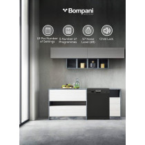 Bompani Free-Standing Dishwasher, 5 Programs, 12 Place Settings, Led Indicator, Stylish, Dark Black, BO5011, 1 Year Warranty