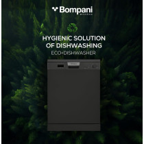 Bompani Free-Standing Dishwasher, 5 Programs, 12 Place Settings, Led Indicator, Stylish, Dark Black, BO5011, 1 Year Warranty
