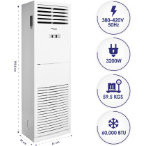 Super General 5 Ton Floor Standing Split Air Conditioner, 60000 Btu, Auto-Restart, Sleep-Mode, White, SGFS-60-GE, 61 X 39 X 192.5 Cm For Home, Office, Commercial Use, 1 Year Warranty