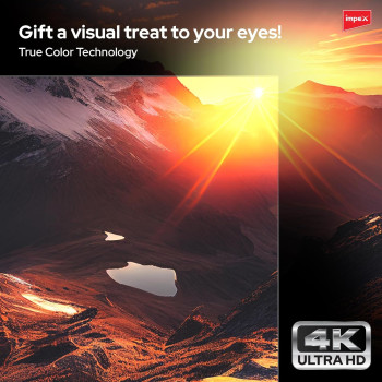 Impex 50 Inch UHD Smart LED TV - Android 9.0, Quad-Core Processor, A+ Grade Panel, 4K Ultra HD, E-Share, 2-Year Warranty - HDMI, USB, WiFi, Wall Mount, Super Slim, Smart Energy Saving - Gloria 50 Smart