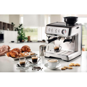 Ariete Espresso Coffee Machine With Grinder And Milk Frother, 1600W, 15 Bar, Maxi Cappuccino Maker, Compatible With Ground Coffee And ESE Pods, Auto Shut Off, Ideal For Home And Office, Art1313, 1 Year Warranty