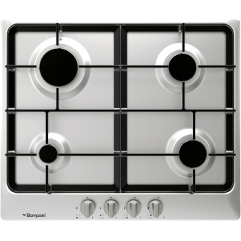 Bompani Gas Hob 4 Burners, 60 X 60 Cm, Silver, BO213MKL, 1 Year Warranty