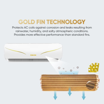 Nikai Split Air Conditioner 2 Ton, Energy Efficient Cooling With T3 Tropical Rotary Compressor, Turbo Mode With 4 Way Swing, 24000 BTU AC, Gold Fin, Auto Restart, Ideal For Home And NSAC24131N23, 1 Year Warranty
