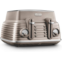 DeLonghi Scolpito 4 Slot Toaster, Reheat, Defrost, One-Side Bagel And 6 Browning Settings, Stainless Steel, CTZS4003.BG, Clay Beige, 1 Year Warranty