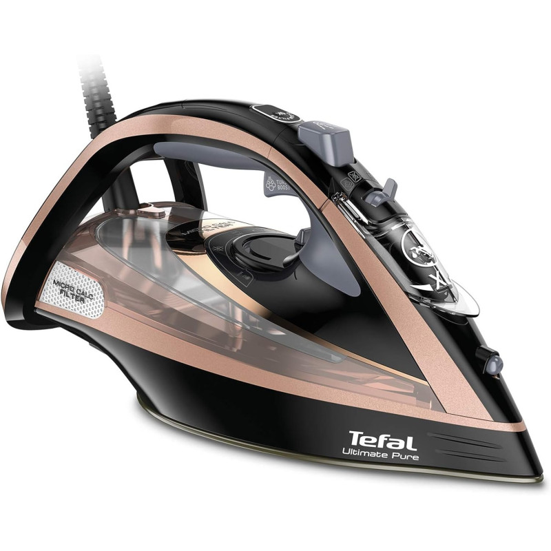 Tefal Steam Iron Ultimate Pure Iron Steamer 3100 W 350 Ml With Calc Remover Durilium Airglide Non-Stick Soleplate Technology, FV9845M0, 1 Year Warranty