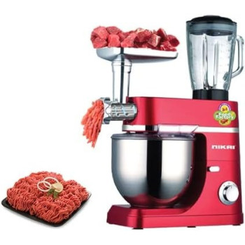 Nikai 1200W Food Processor With 6 Speed Settings, NFP555LDN3, Red And Silver, 1 Year Warranty