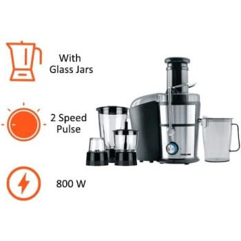 Nikai 800W 4 In 1 Food Processor Juicer-Blender-Mixer With 2 Speed Settings, NFP881G, Black And Silver, 1 Year Warranty
