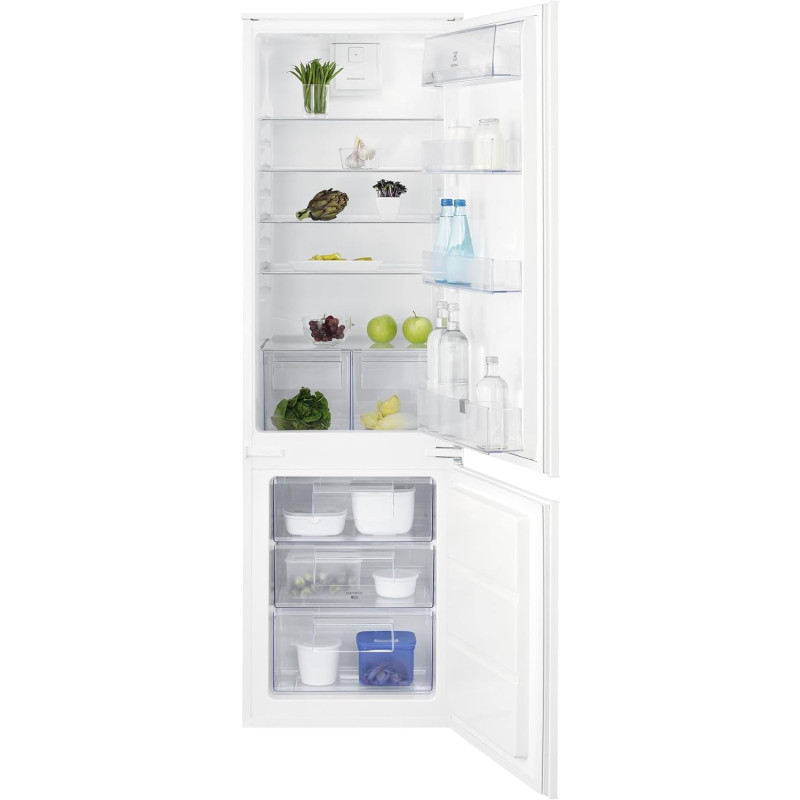 Electrolux Built In Refrigerator 277L Net Capacity, Frost Free 2 Doors Fridge With Bottom Freezer, Electronic Touch Controls With Led Indications, Internal Led Light, Fast Freeze Function, ENN2801EOW, 1 Year Warranty