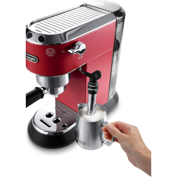 DeLonghi Dedica Style Pump Espresso Machine, Red, EC685.R, 1 Year Warranty