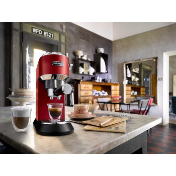 DeLonghi Dedica Style Pump Espresso Machine, Red, EC685.R, 1 Year Warranty
