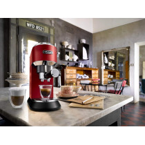 DeLonghi Dedica Style Pump Espresso Machine, Red, EC685.R, 1 Year Warranty