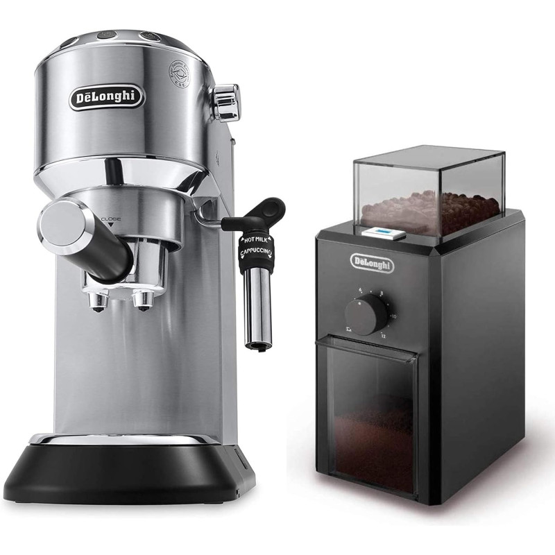 DeLonghi EC685 Dedica Style Pump Espresso Machine With Grinder, Silver, 1 Year Warranty