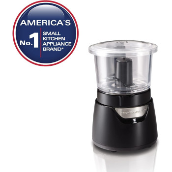 Hamilton Beach Stack And Press 700Ml Glass Bowl Chopper With Cord Storage, Food Processor And Vegetable Chopper, Stainless Steel Blade, 175 Watts, Black, 1 Year Warranty