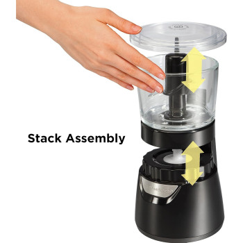 Hamilton Beach Stack And Press 700Ml Glass Bowl Chopper With Cord Storage, Food Processor And Vegetable Chopper, Stainless Steel Blade, 175 Watts, Black, 1 Year Warranty