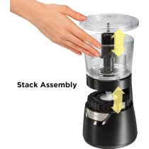 Hamilton Beach Stack And Press 700Ml Glass Bowl Chopper With Cord Storage, Food Processor And Vegetable Chopper, Stainless Steel Blade, 175 Watts, Black, 1 Year Warranty