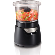 Hamilton Beach Stack And Press 700Ml Glass Bowl Chopper With Cord Storage, Food Processor And Vegetable Chopper, Stainless Steel Blade, 175 Watts, Black, 1 Year Warranty