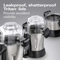 Hamilton Beach Professional Juicer Mixer Grinder, 1400W, 3 Stainless Steel Leakproof Jars And Tritan Lids, 13 Digital Settings, Upto 18000 RPM, Triple Motor Overload Protection, 1 Year Warranty