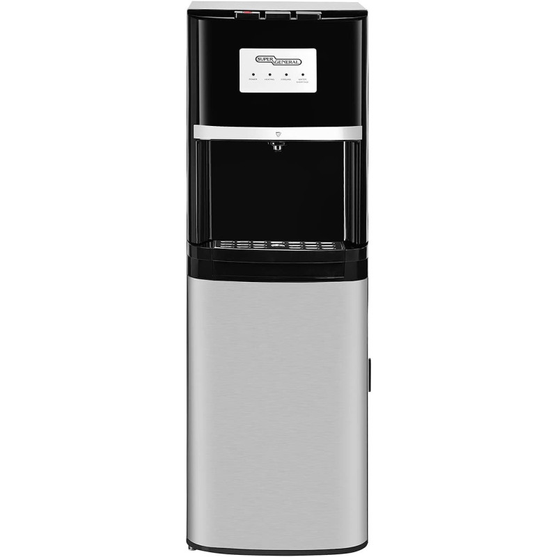Super General Hot And Cold Water Dispenser, Bottom-Loading Water-Cooler, Instant-Hot-Water, 3 Taps, SGL-2020-Bm, Black/Silver, 34 X 35 X 107 Cm, 1 Year Warranty