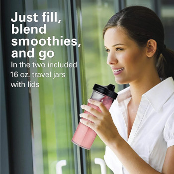 Hamilton Beach Stay Or Go Blender, 1L Jar, 250Ml Jar For Grinding, Two 500 Ml Portable Cups For Smoothies, Shatterproof Tritan Jars, 250 Watts, Stainless Steel, 52400-SAU, 1 Year Warranty