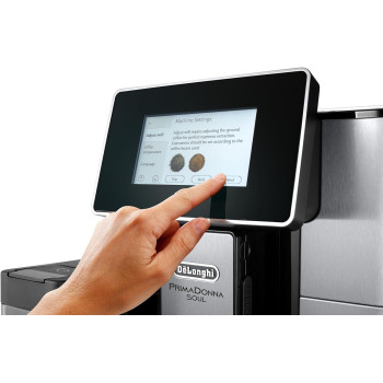 DeLonghi Primadonna Soul Fully Automatic Bean To Cup Coffee Machine In Built Grinder, Smart Touch Screen, Cappuccino, Latte Macchiato, Espresso Coffee Maker App Link, ECAM610.75.MB, 1 Year Warranty