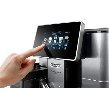 DeLonghi Primadonna Soul Fully Automatic Bean To Cup Coffee Machine In Built Grinder, Smart Touch Screen, Cappuccino, Latte Macchiato, Espresso Coffee Maker App Link, ECAM610.75.MB, 1 Year Warranty
