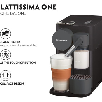 DeLonghi Plastic Nespresso Lattissima One Kaffeemaschine, Shadow Black, EN510.B, 1 Year Warranty