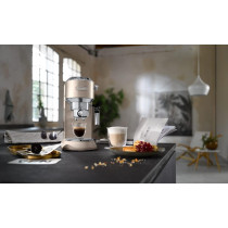 DeLonghi Dedica Metallics Coffee Machine Barista Pump Manual Espresso Coffee Maker With Milk Frother And Barista Kit For Americano, Cappuccino, Latte, Macchiato, Beige, 1 Year Warranty