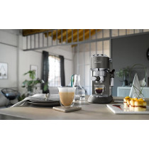 DeLonghi Dedica Metallics Coffee Machine Barista Pump Manual Espresso Maker With Milk Frother And Kit For Americano, Cappuccino, Latte, Macchiato, Grey, 1 Year Warranty