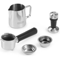 DeLonghi Dedica Metallics Coffee Machine Barista Pump Manual Espresso Maker With Milk Frother And Kit For Americano, Cappuccino, Latte, Macchiato, Grey, 1 Year Warranty