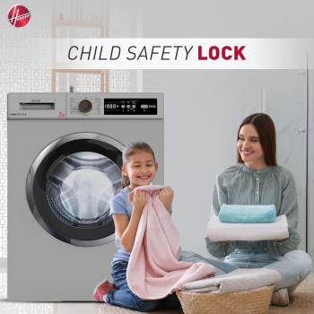 Hoover 7 Kg Front Load Fully Automatic Washing Machine, 1000 RPM 15 Programs, Electronic Control System, Easy To Operate Clothes Washer, HWM-V710-S, Silver, 1 Year Warranty