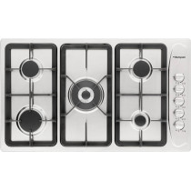 Bompani 90Cm Stainless Steel Gas Hob With Auto Ignition, 5 Gas Burners, Triple Ring Center, Classy Control Panel, Cast Iron Pan Supports, Flame Failure Device, BO293GML, Silver, 1 Year Warranty