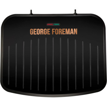 George Foreman Electric Indoor Medium Fit Grill, Versatile Griddle, Hot Plate And Toastie Machine With Improved Non-Stick Coating And Speedy Heat Up, Black And Copper, 1 Year Warranty