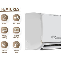 Super General 2.5 Ton Split Air Conditioner, 30000 Btu, Rotary Compressor, Auto Restart, Gold Fin, 4-Way Swing, SGS-315-NE, White, 134 X 45 X 38 Cm, 1 Year Warranty