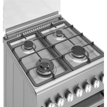 Bompani Gas Cooker 4 Burners With Oven And Grill Full Safety Cast Iron Size 60 X 60Cm, Silver, BO613YA, 1 Year Warranty