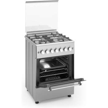 Bompani Gas Cooker 4 Burners With Oven And Grill Full Safety Cast Iron Size 60 X 60Cm, Silver, BO613YA, 1 Year Warranty