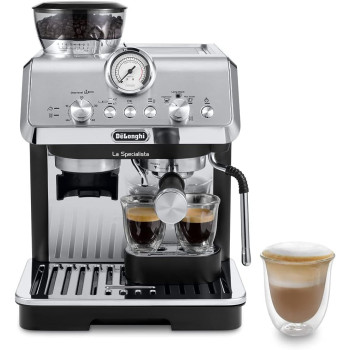DeLonghi La Specialista Arte Bean To Cup Fully Automatic Coffee Machine With Built In Grinder, Americano, Cappuccino, Latte, Macchiato And Espresso Maker For Home And Office EC9155.MB Metalic, Black, 1 Year Warranty