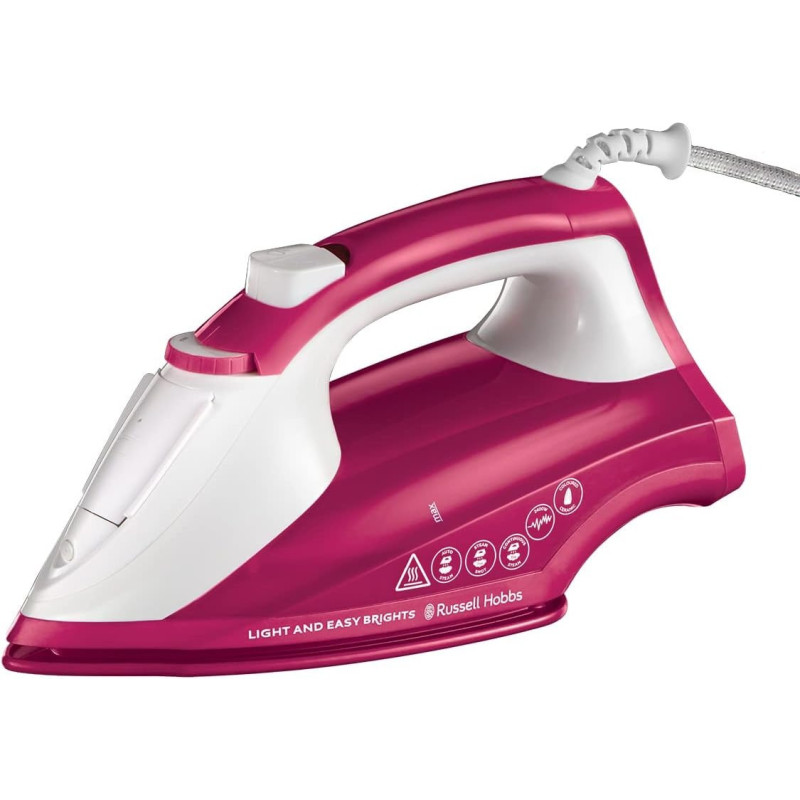 Russell Hobbs Light And Easy Bright Steam Iron, Colourful Design With 2X More Durable Soleplate, 115 Gram Steam Shot And 35 Gram Continuous Steam, Mulberry, 1 Year Warranty