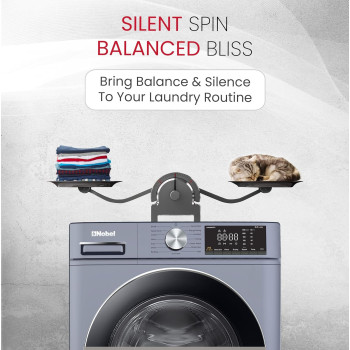 Nobel 8 Kg Front Load, 5 Kg Drying Capacity With 100% Dry Fully Automatic, 1400 Rpm, Led Display, Bldc Inverter Motor, Washer-Dryer Combo 60 X 52 X 84.7 Cm, Dark Silver, NWM860FS, 1 Year Warranty