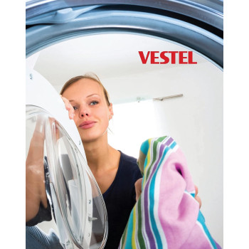 Vestel 8Kg Steam Function, 1200 Rpm, Front Load, Inverter Motor, Esma Certified, A++ Energy, 18 Programmes, Led Screen, Black, 1 Year Warranty