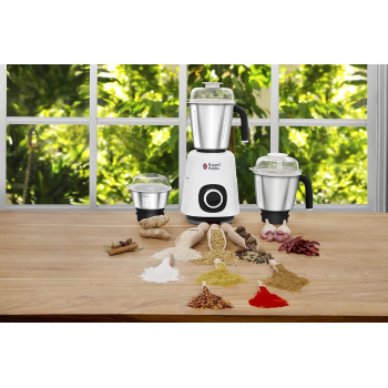 Russell Hobbs 3-In-1 Mixer Grinder 750W, Stainless Steel Jars And Blades, 3 Speed, Safety Lock, For Grinding, Mixing And Juicing, 1 Year Warranty