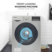 Bompani 7Kg Front Load Washer Advanced Features, Eco-Friendly, 15 Programs, 1200Rpm, Stainless Steel Tub, Turkish Design, BI2877, Silver, 1 Year Warranty