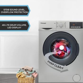 Bompani 7Kg Front Load Washer Advanced Features, Eco-Friendly, 15 Programs, 1200Rpm, Stainless Steel Tub, Turkish Design, BI2877, Silver, 1 Year Warranty