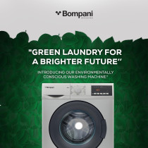 Bompani 7Kg Front Load Washer Advanced Features, Eco-Friendly, 15 Programs, 1200Rpm, Stainless Steel Tub, Turkish Design, BI2877, Silver, 1 Year Warranty