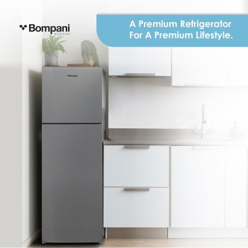 Bompani 275 Liter Top Mount Double Door Refrigerator Frost Free Fridge Freezer With Smart Sensor And Humidity Control, BR300SS, Silver, 1 Year Warranty