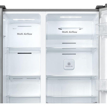 Hisense 670 Liter Refrigerator Side By Side A+ Energy Efficiency Silver Model, RS670N4ASU, 1 Year Warranty
