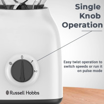 Russell Hobbs Blender 400W, Grinder And Chopper, 1.5L Smoothie Maker, 2 Speeds, For Coffee, Spices And Nuts, White, 1 Year Warranty