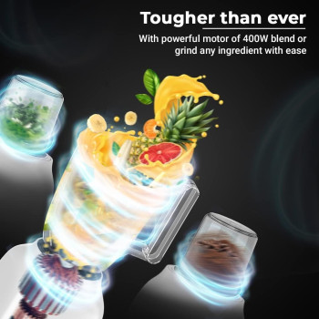 Russell Hobbs Blender 400W, Grinder And Chopper, 1.5L Smoothie Maker, 2 Speeds, For Coffee, Spices And Nuts, White, 1 Year Warranty