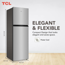 Tcl 324 Litre Double Door Refrigerator, No Frost, Freeze, Humidity Crisper Control, Holiday Function, Led Light, Inox Finish, P324TMN, 1 Year Warranty