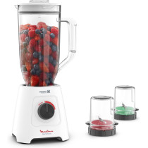 Moulinex Blender XXL Jar 2.8 L Blender Smoothie Maker Mixer 600 W 2.8L Xxl Plastic Jar 6 Powelix Blades Ice Crush 2 Speeds, LM458127, 1 Year Warranty
